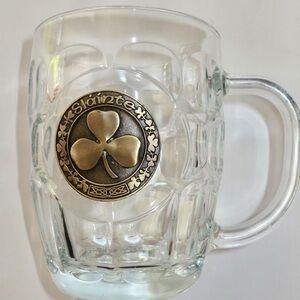 Luminarc USA Robert Emmet Glass Pint Tankard / Beer Mug w/Pewter “Slainte”